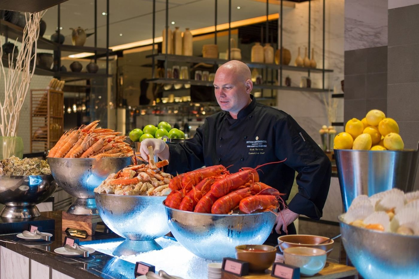 Rick Bartram at a hotel seafood buffet